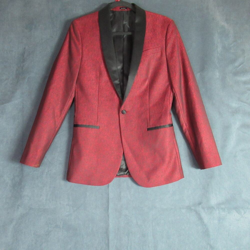 J Ferrar Blazer Mens 36R Red Slim Fit Sport Coat Formal Cocktail Party Jacket
